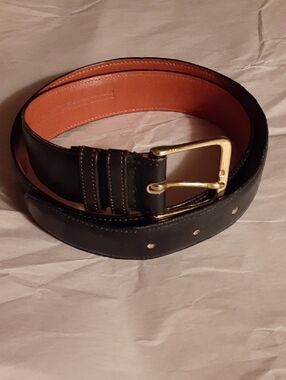 Vtg Coach Classic Black Leather Men's Belt with Gold Buckle Sz 34